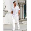COOFANDY Mens Casual Pants Drawstring Elastic Waist Pants Linen Summer Beach Pants(White)