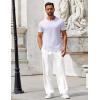 COOFANDY Mens Casual Pants Drawstring Elastic Waist Pants Linen Summer Beach Pants(White)
