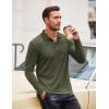 COOFANDY Men’s Casual Polo Shirts Long Sleeve Textured Knit Tee Shirt Wrok Tshirts(Army Green)