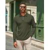 COOFANDY Men’s Casual Polo Shirts Long Sleeve Textured Knit Tee Shirt Wrok Tshirts(Army Green)