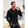 COOFANDY Men’s Casual Polo Shirts Long Sleeve Textured Knit Tee Shirt Wrok Tshirts(Black)