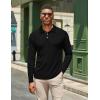 COOFANDY Men’s Casual Polo Shirts Long Sleeve Textured Knit Tee Shirt Wrok Tshirts(Black)