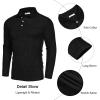 COOFANDY Men’s Casual Polo Shirts Long Sleeve Textured Knit Tee Shirt Wrok Tshirts(Black)
