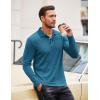 COOFANDY Men’s Casual Polo Shirts Long Sleeve Textured Knit Tee Shirt Wrok Tshirts(Blue)
