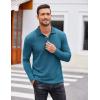 COOFANDY Men’s Casual Polo Shirts Long Sleeve Textured Knit Tee Shirt Wrok Tshirts(Blue)