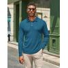 COOFANDY Men’s Casual Polo Shirts Long Sleeve Textured Knit Tee Shirt Wrok Tshirts(Blue)