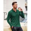 COOFANDY Men’s Casual Polo Shirts Long Sleeve Textured Knit Tee Shirt Wrok Tshirts(Dark Green)