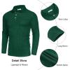 COOFANDY Men’s Casual Polo Shirts Long Sleeve Textured Knit Tee Shirt Wrok Tshirts(Dark Green)