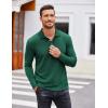 COOFANDY Men’s Casual Polo Shirts Long Sleeve Textured Knit Tee Shirt Wrok Tshirts(Dark Green)