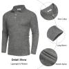 COOFANDY Men’s Casual Polo Shirts Long Sleeve Textured Knit Tee Shirt Wrok Tshirts(Dark Grey)