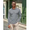COOFANDY Men’s Casual Polo Shirts Long Sleeve Textured Knit Tee Shirt Wrok Tshirts(Grey)