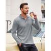 COOFANDY Men’s Casual Polo Shirts Long Sleeve Textured Knit Tee Shirt Wrok Tshirts(Grey)