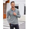 COOFANDY Men’s Casual Polo Shirts Long Sleeve Textured Knit Tee Shirt Wrok Tshirts(Grey)