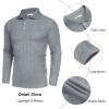 COOFANDY Men’s Casual Polo Shirts Long Sleeve Textured Knit Tee Shirt Wrok Tshirts(Grey)