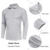 COOFANDY Men’s Casual Polo Shirts Long Sleeve Textured Knit Tee Shirt Wrok Tshirts(Light Grey)