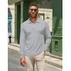 COOFANDY Men’s Casual Polo Shirts Long Sleeve Textured Knit Tee Shirt Wrok Tshirts(Light Grey)