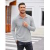 COOFANDY Men’s Casual Polo Shirts Long Sleeve Textured Knit Tee Shirt Wrok Tshirts(Light Grey)
