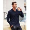 COOFANDY Men’s Casual Polo Shirts Long Sleeve Textured Knit Tee Shirt Wrok Tshirts(Navy Blue)