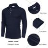 COOFANDY Men’s Casual Polo Shirts Long Sleeve Textured Knit Tee Shirt Wrok Tshirts(Navy Blue)