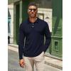 COOFANDY Men’s Casual Polo Shirts Long Sleeve Textured Knit Tee Shirt Wrok Tshirts(Navy Blue)