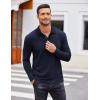 COOFANDY Men’s Casual Polo Shirts Long Sleeve Textured Knit Tee Shirt Wrok Tshirts(Navy Blue)