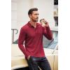 COOFANDY Men’s Casual Polo Shirts Long Sleeve Textured Knit Tee Shirt Wrok Tshirts(Red)