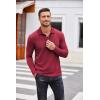 COOFANDY Men’s Casual Polo Shirts Long Sleeve Textured Knit Tee Shirt Wrok Tshirts(Red)