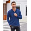 COOFANDY Men’s Casual Polo Shirts Long Sleeve Textured Knit Tee Shirt Wrok Tshirts(Royal Blue)