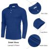 COOFANDY Men’s Casual Polo Shirts Long Sleeve Textured Knit Tee Shirt Wrok Tshirts(Royal Blue)