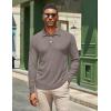 COOFANDY Men’s Casual Polo Shirts Long Sleeve Textured Knit Tee Shirt Wrok Tshirts(Tan)