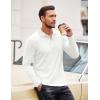 COOFANDY Men’s Casual Polo Shirts Long Sleeve Textured Knit Tee Shirt Wrok Tshirts(White)