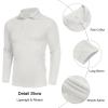 COOFANDY Men’s Casual Polo Shirts Long Sleeve Textured Knit Tee Shirt Wrok Tshirts(White)