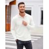 COOFANDY Men’s Casual Polo Shirts Long Sleeve Textured Knit Tee Shirt Wrok Tshirts(White)
