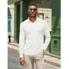 COOFANDY Men’s Casual Polo Shirts Long Sleeve Textured Knit Tee Shirt Wrok Tshirts(White)