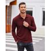 COOFANDY Men’s Casual Polo Shirts Long Sleeve Textured Knit Tee Shirt Wrok Tshirts(Wine Red)