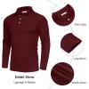 COOFANDY Men’s Casual Polo Shirts Long Sleeve Textured Knit Tee Shirt Wrok Tshirts(Wine Red)
