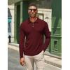 COOFANDY Men’s Casual Polo Shirts Long Sleeve Textured Knit Tee Shirt Wrok Tshirts(Wine Red)