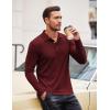 COOFANDY Men’s Casual Polo Shirts Long Sleeve Textured Knit Tee Shirt Wrok Tshirts(Wine Red)