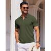 COOFANDY Mens Casual Quarter Zipper Knit Polo Shirts Short Sleeve Summer Beach Shirt Textured Jersey Tops(Army Green)