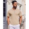 COOFANDY Mens Casual Quarter Zipper Knit Polo Shirts Short Sleeve Summer Beach Shirt Textured Jersey Tops(Beige)