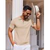 COOFANDY Mens Casual Quarter Zipper Knit Polo Shirts Short Sleeve Summer Beach Shirt Textured Jersey Tops(Beige)