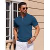 COOFANDY Mens Casual Quarter Zipper Knit Polo Shirts Short Sleeve Summer Beach Shirt Textured Jersey Tops(Blue)