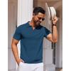 COOFANDY Mens Casual Quarter Zipper Knit Polo Shirts Short Sleeve Summer Beach Shirt Textured Jersey Tops(Blue)