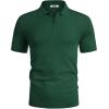 COOFANDY Mens Casual Quarter Zipper Knit Polo Shirts Short Sleeve Summer Beach Shirt Textured Jersey Tops(Dark Green)