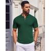 COOFANDY Mens Casual Quarter Zipper Knit Polo Shirts Short Sleeve Summer Beach Shirt Textured Jersey Tops(Dark Green)