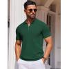 COOFANDY Mens Casual Quarter Zipper Knit Polo Shirts Short Sleeve Summer Beach Shirt Textured Jersey Tops(Dark Green)