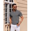 COOFANDY Mens Casual Quarter Zipper Knit Polo Shirts Short Sleeve Summer Beach Shirt Textured Jersey Tops(Dark Grey)