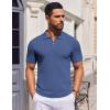 COOFANDY Mens Casual Quarter Zipper Knit Polo Shirts Short Sleeve Summer Beach Shirt Textured Jersey Tops(Denim Blue)