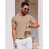 COOFANDY Mens Casual Quarter Zipper Knit Polo Shirts Short Sleeve Summer Beach Shirt Textured Jersey Tops(Khaki)
