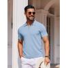 COOFANDY Mens Casual Quarter Zipper Knit Polo Shirts Short Sleeve Summer Beach Shirt Textured Jersey Tops(Light Blue)